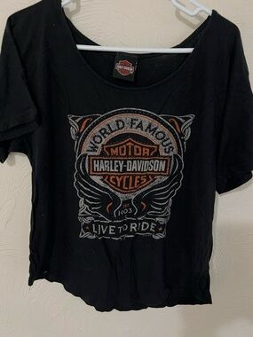 Harley-Davidson Black Tee with Orange & White Logo